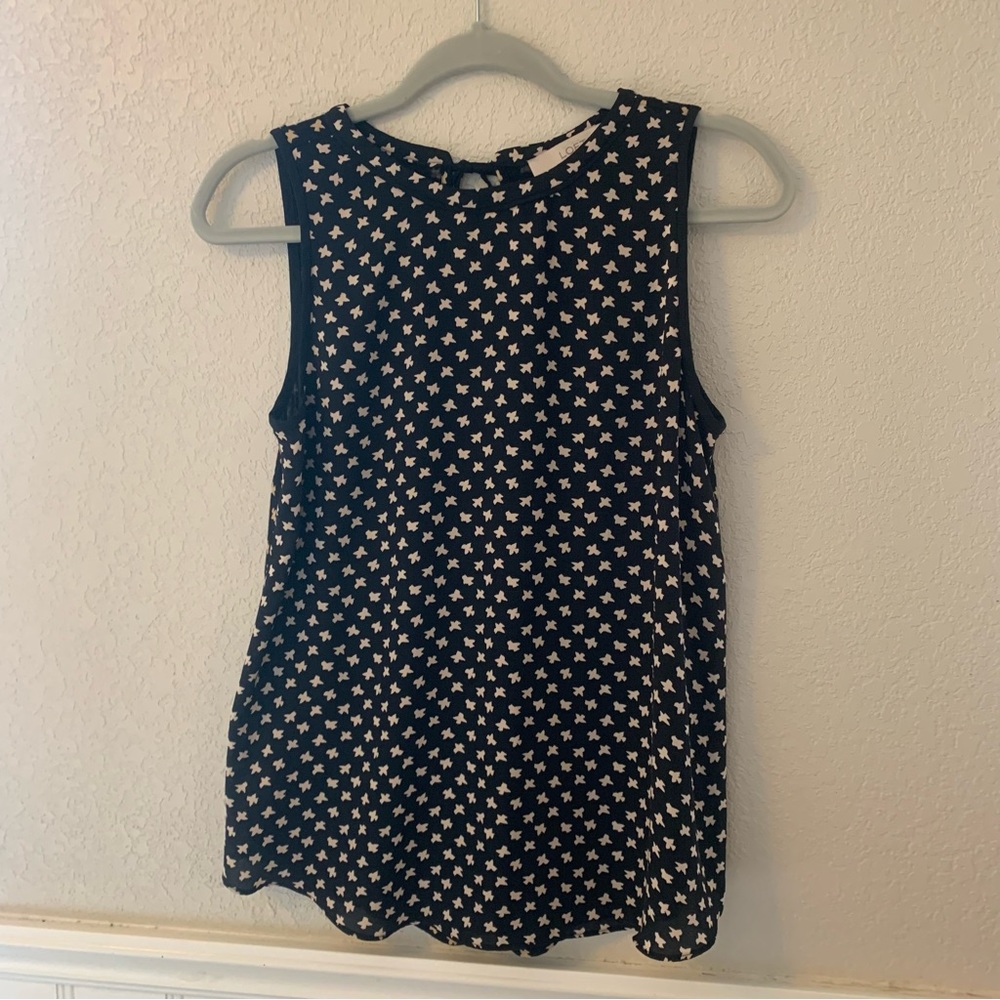 Loft Summer sleevless shirt top blouse with little birds  pattern